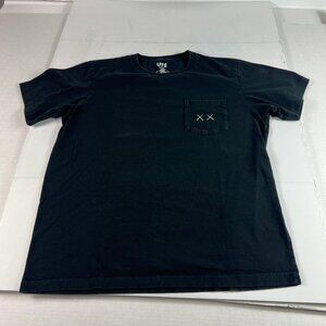 Uniqlo Kaws Sesame Street Shirt Adult Large Black Faded Graphic Pocket Tee